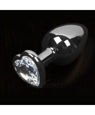Dolce Piccante Silver Style Small Anal Plug Clear Heart Gem