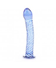 Glass Dildo With Blue Spiral Design